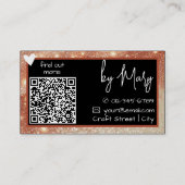 QRコードテンプレートスタイリッシュ金ゴールド茶色フレームハート 名刺 (裏面)