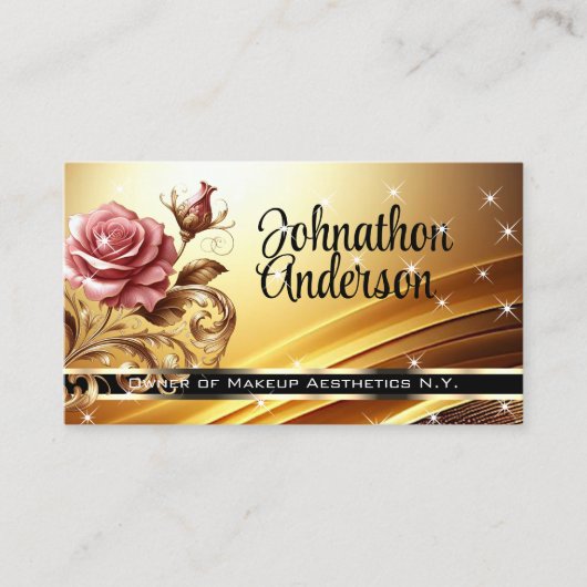 QRコードテンプレートデラックスゴールデンバララグジュアリーシック 名刺 (正面)