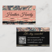 QRコードテンプレートラグジュアリーマーリーピーチピンクスターズ 名刺 (正面/裏面)