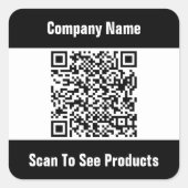 QRコードテンプレート白黒ビジネス スクエアシール (正面)