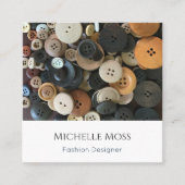 QRコードデザイナ裁縫ボタンシンプルタイポグラフィ スクエア名刺 (正面)