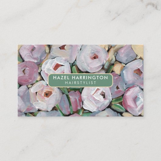 QRコードデジタルスキャン可能な抽象芸術フローラ 名刺 (正面)