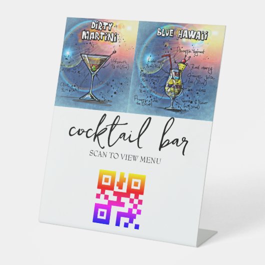 QRコードデジタルメニューカクテルバー 台座サイン (正面)