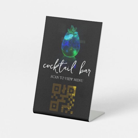 QRコードデジタルメニューカクテルバー 台座サイン (正面)