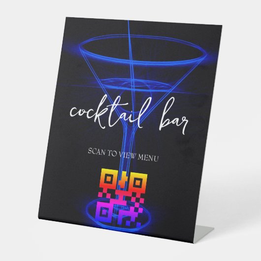 QRコードデジタルメニューカクテルバー 台座サイン (正面)