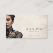 QRコードデマスパーソナライズされたクヴィンテージタトゥーアーティスト 名刺 (正面)