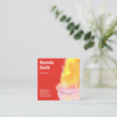 QRコードトレンディー抽象芸術水色クール スクエア名刺 (スタンド正面)