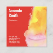 QRコードトレンディー抽象芸術水色クール スクエア名刺 (正面)