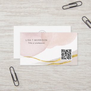 QRコードトレンディー水色抽象芸術ロゴ 名刺