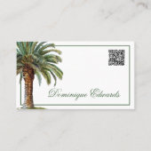 QRコードトロピカルパームツリーグリーンプロフェッショナル 名刺 (正面)