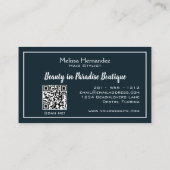 QRコードトロピカルリーフグリーン美容師ビーチ 名刺 (裏面)