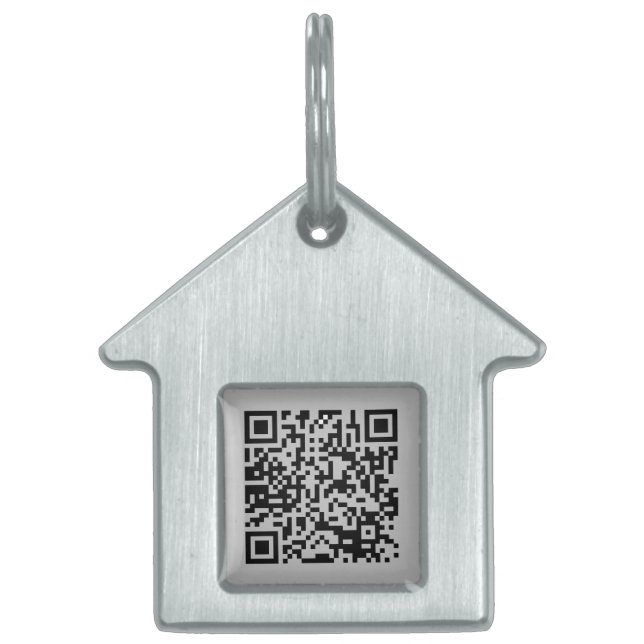 QRコードドッグの形をした可愛い犬の家ペット用名札 ペットネームタグ (正面)