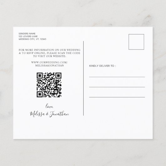 QRコードドッグ結婚のペット写真Date Cardを保存 (裏面)