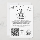 QRコードドードルハンドドローお洒落ド 招待状 (裏面)