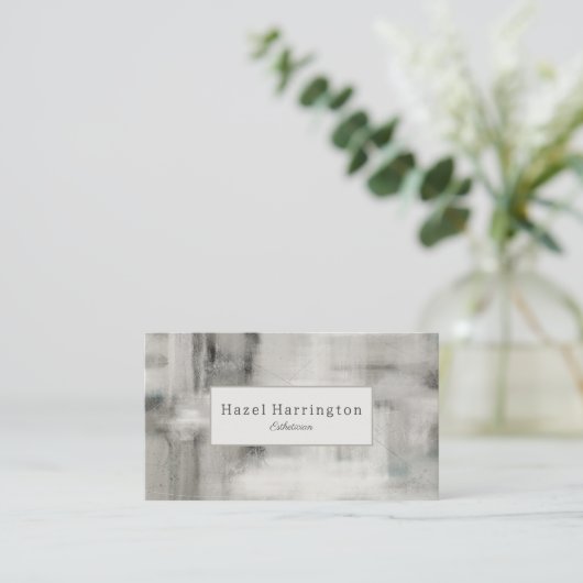 QRコードニュートラル抽象芸術名刺ソフトグレー 名刺 (スタンド正面)