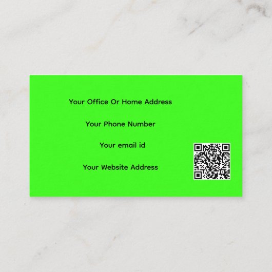 QRコードネオングリーンモダンカラフルイベント計画 名刺 (裏面)
