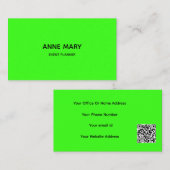 QRコードネオングリーンモダンカラフルイベント計画 名刺 (正面/裏面)