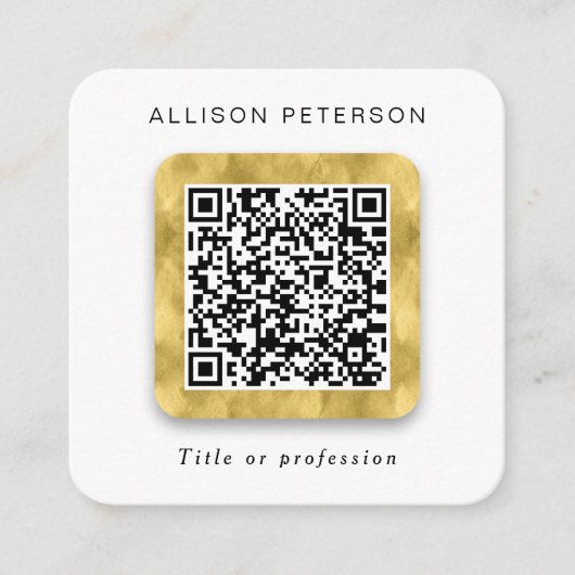QRコードネットワークシンプルモダン金ゴールドスクエア スクエア名刺 (正面)