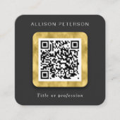 QRコードネットワークシンプル金ゴールドモダンスクエアスクエア スクエア名刺 (正面)