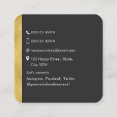 QRコードネットワークシンプル金ゴールドモダンスクエアスクエア スクエア名刺 (裏面)