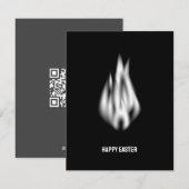 Qrコードハッピーイースターソフトホワイトフレーム シーズンカード (正面/裏面)