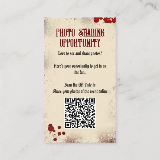 QRコードハロウィーン写真Webサイトロマンチックなドラキュラ エンクロージャーカード (裏面)