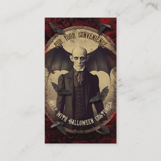 QRコードハロウィーン衣装ウェブサイト不気味なノスフェラトゥ エンクロージャーカード (正面)