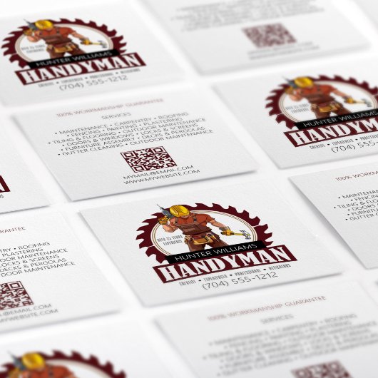 QRコードハンドモダンマン保守ツ素朴ール スクエア名刺