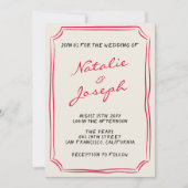 QRコードハンド書お洒落レトロ写真結婚s 招待状 (正面)