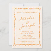 QRコードハンド書プリンお洒落プ結婚の 招待状 (正面)