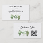 QRコードハーブ料理シェフカテラーレストラン 名刺 (正面/裏面)