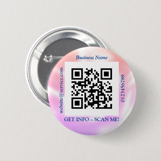 QRコードバス。名前Webサイトのプロモーション、虹色 缶バッジ (正面&裏面)