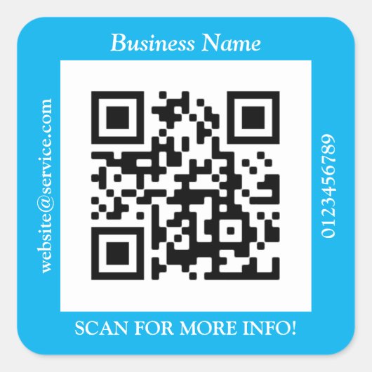 QRコードバス。名前Webサイトプロモーション、スカイブルー スクエアシール (正面)