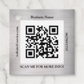 QRコードバス。名前Webサイトプロモーション、ブラシ付きシルバー フェイバータグ (正面)