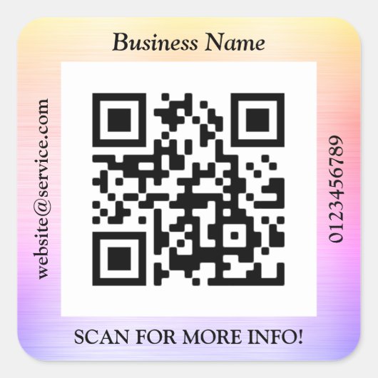 QRコードバス。名前Webサイトプロモーション、ブラシ付きレインボー スクエアシール (正面)