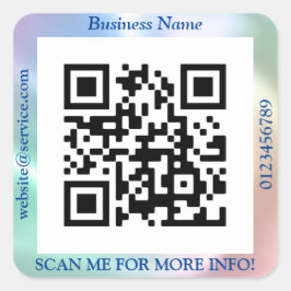 QRコードバス。名前Webサイトプロモーション、虹色/青 スクエアシール