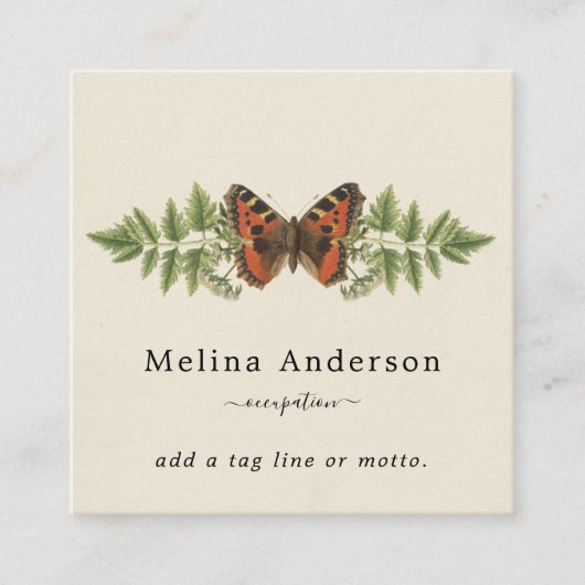 QRコードバタフライボタニカルスクウェア スクエア名刺 (正面)