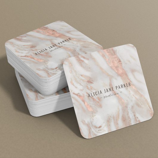 QRコードバラ金ゴールド大理石エレガントプロフェッショナル スクエア名刺