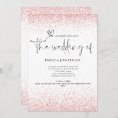 QRコードバラ金ゴールド縁どグリッター結婚の 招待状 (正面/裏面)