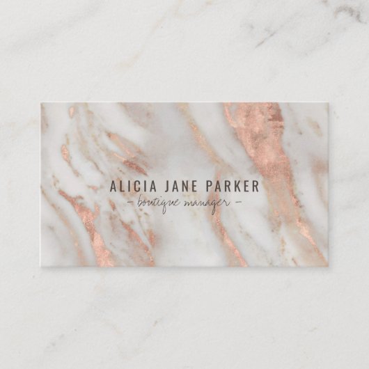 QRコードバラ金ゴールド赤面大理石エレガント 名刺 (正面)