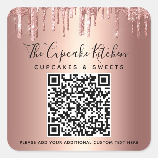QRコードバラ金ゴールド銅グリッター乾燥事業 スクエアシール (正面)