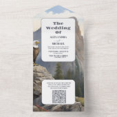 QRコードパインツリーフォレ素朴ストウォーター結婚カラー オールインワン招待状 (内側)