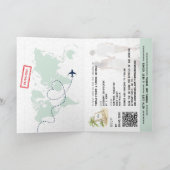 QRコードパスポートビーチ結婚式世界地図招待状 招待状 (内部)