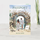 QRコードパスポートビーチ結婚式先 招待状 (正面)