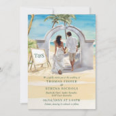 QRコードパスポートボービーチ結婚式先 招待状 (正面)