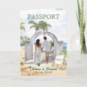 QRコードパスポートメキシコビーチ結婚式先 招待状 (正面)
