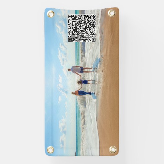 QRコードパーソナライズされたを使用したフォトバナーのカスタム 横断幕 (縦)