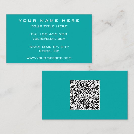 QRコードパーソナライズされた付きターコイズ名刺 名刺 (正面/裏面)