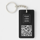 QRコードパーソナライズされた名刺ロゴ黒 キーホルダー (正面)
