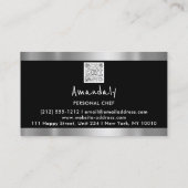 QRコードパーソナルシェフ料理レストランシルバー 名刺 (裏面)